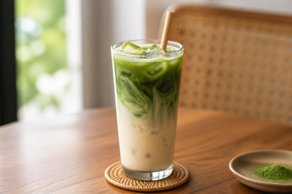 Iced vegan matcha latte